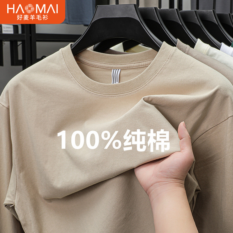 230g Cross-Border Foreign Trade 2025 Spring and Autumn New Men's T-Shirt Long-Sleeved Round Neck Casual Base Shirt Men's Clothing Wholesale