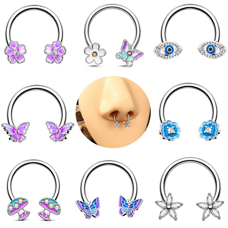 Sexy Spice C- ring Butterfly Lip Ring Nose Ring Stainless Steel Devil's Eye Earrings Nose Stud Horseshoe Ring Piercing Jewelry