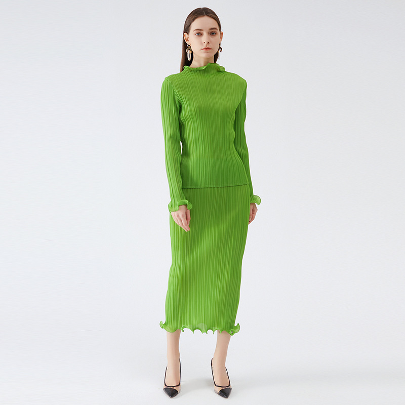 2026 Spring New Style Light Mature Casual Suit Top for Women Fresh Green Summer A-Line Skirt Suit for Women
