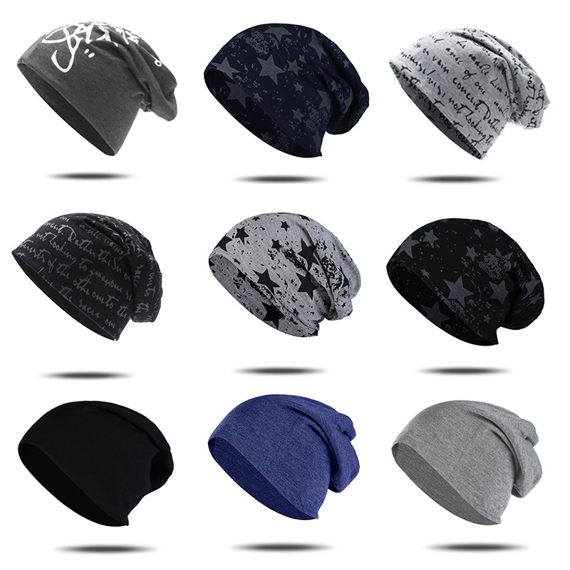 Autumn and Winter Thin Hip-Hop Letter Graffiti Knitted Hat Men's Warm Fashion Star Pullover Hat Baotou Moon Hat Women