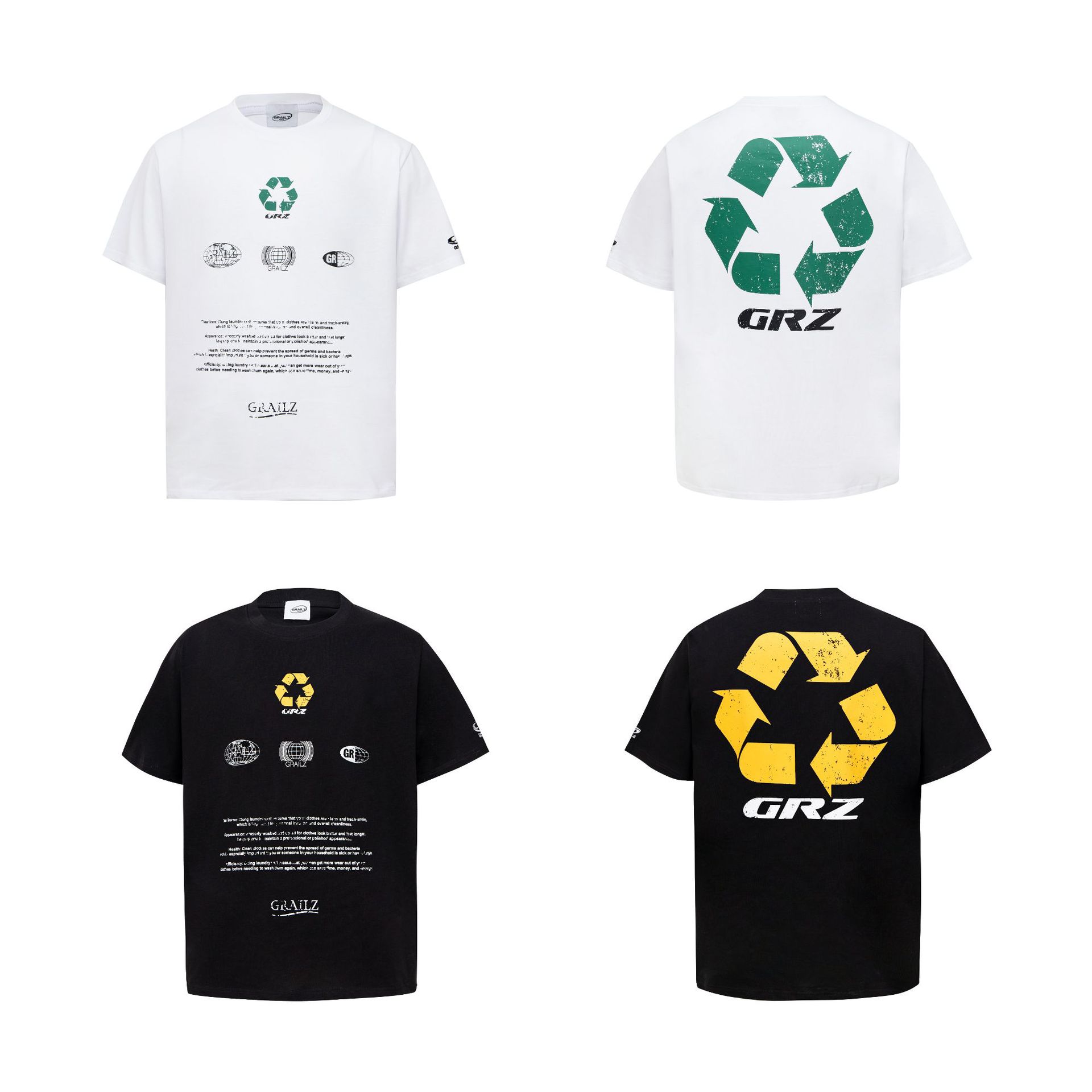 Correct Version Niche Trendy Brand GRAILZ Classic Letter Simple Pattern Printed Short-sleeved Loose Casual T-shirt for Men and Women