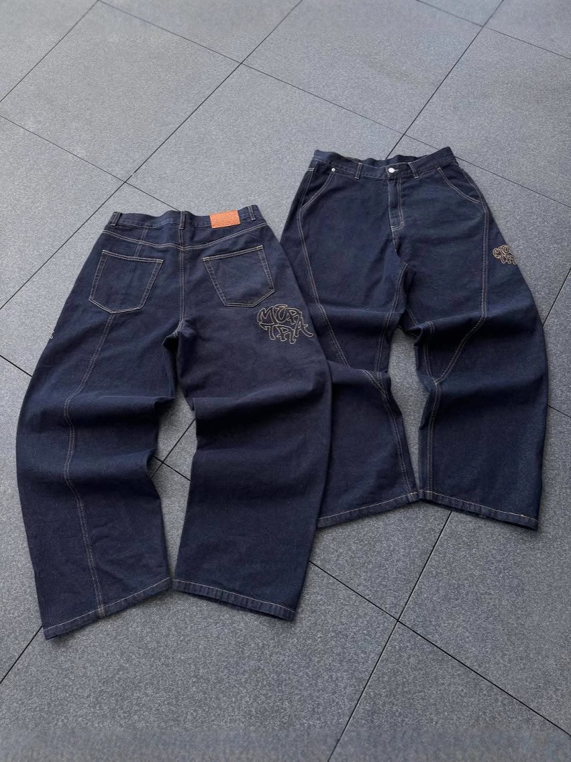 Cross-Border Mertra Casual Loose Jeans American Street Hip-Hop Patchwork Long Wide-Leg Pants Y2K European and American Style