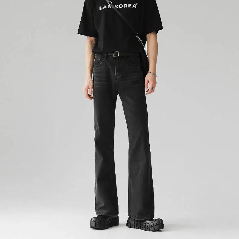 New American retro loose micro-large jeans men's high street versatile thin drag ground straight pants tide