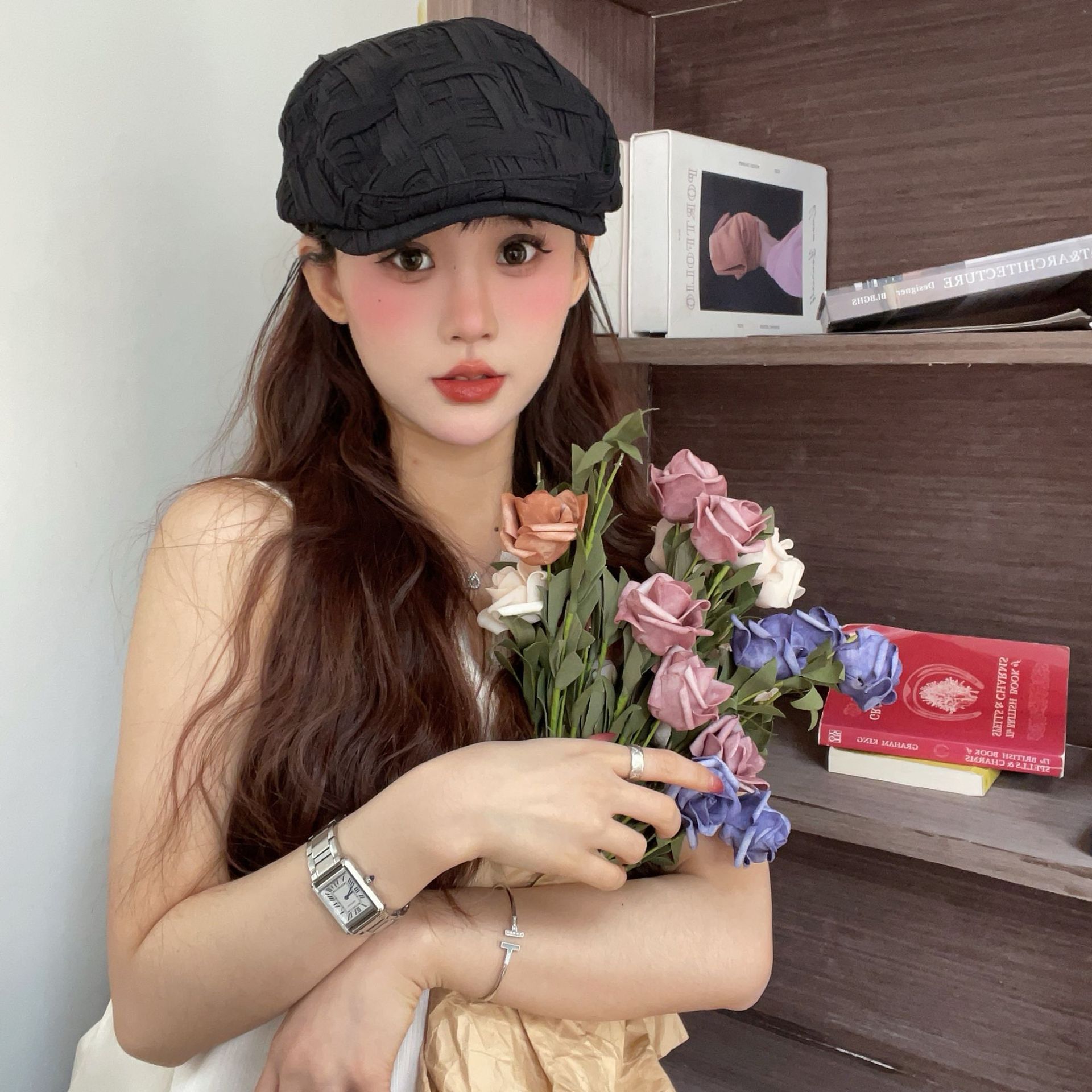 Retro Anti-Wearing Progressive Cap Children's Spring and Autumn Fashion Street Newsboy Cap Show Face Small Cap Ins Painted Hat