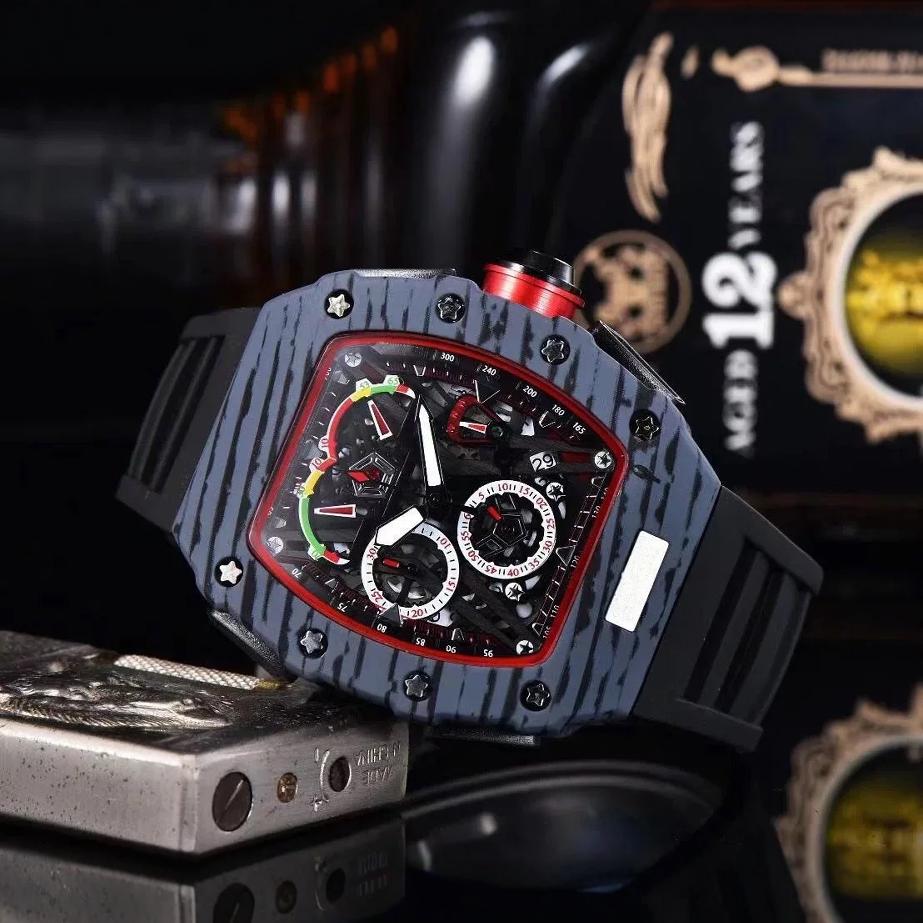 2021 foreign trade men's casual quartz 6-pin second run Richard carbon fiber ghost head watch manufacturers wholesale