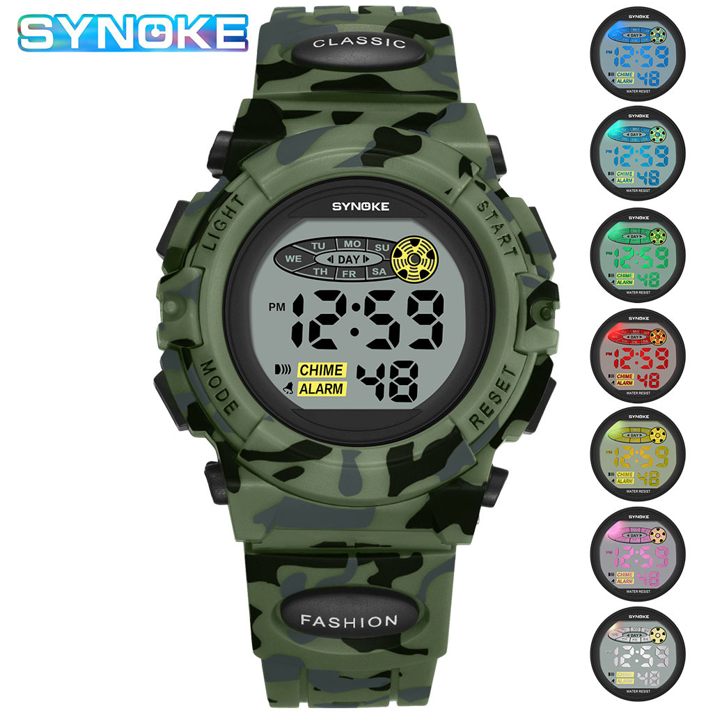 Factory goods SYNOKE Southeast Asia explosions colorful luminous children's dial student electronic watch camouflage sports watch