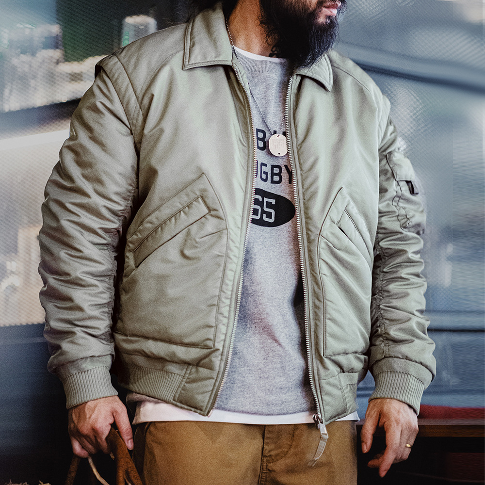 Madden Workwear American Retro Cwu-45P Pilot Jacket Cotton-Padded Cold-Proof Warm Lapel Jacket for Men in Autumn and Winter