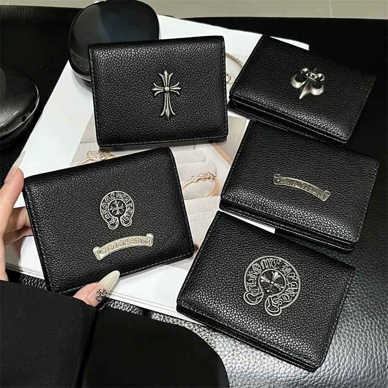 Retro Chrome Leather Pattern Card Bag ID Bank Card Storage Bag Card Business Card Compact Men's and Women's Multi slot Card Clip