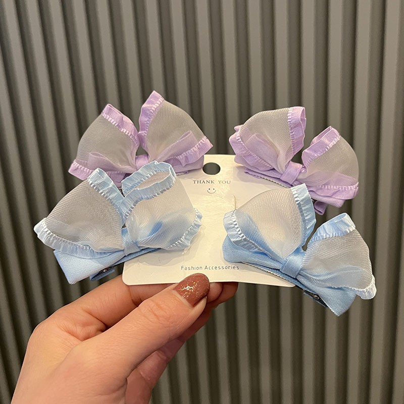 Girl's Cute Three-Dimensional Bow Rabbit Ear Hairpin Korean Style Rib Princess Top Clip Pink Hairpin Children's Headwear