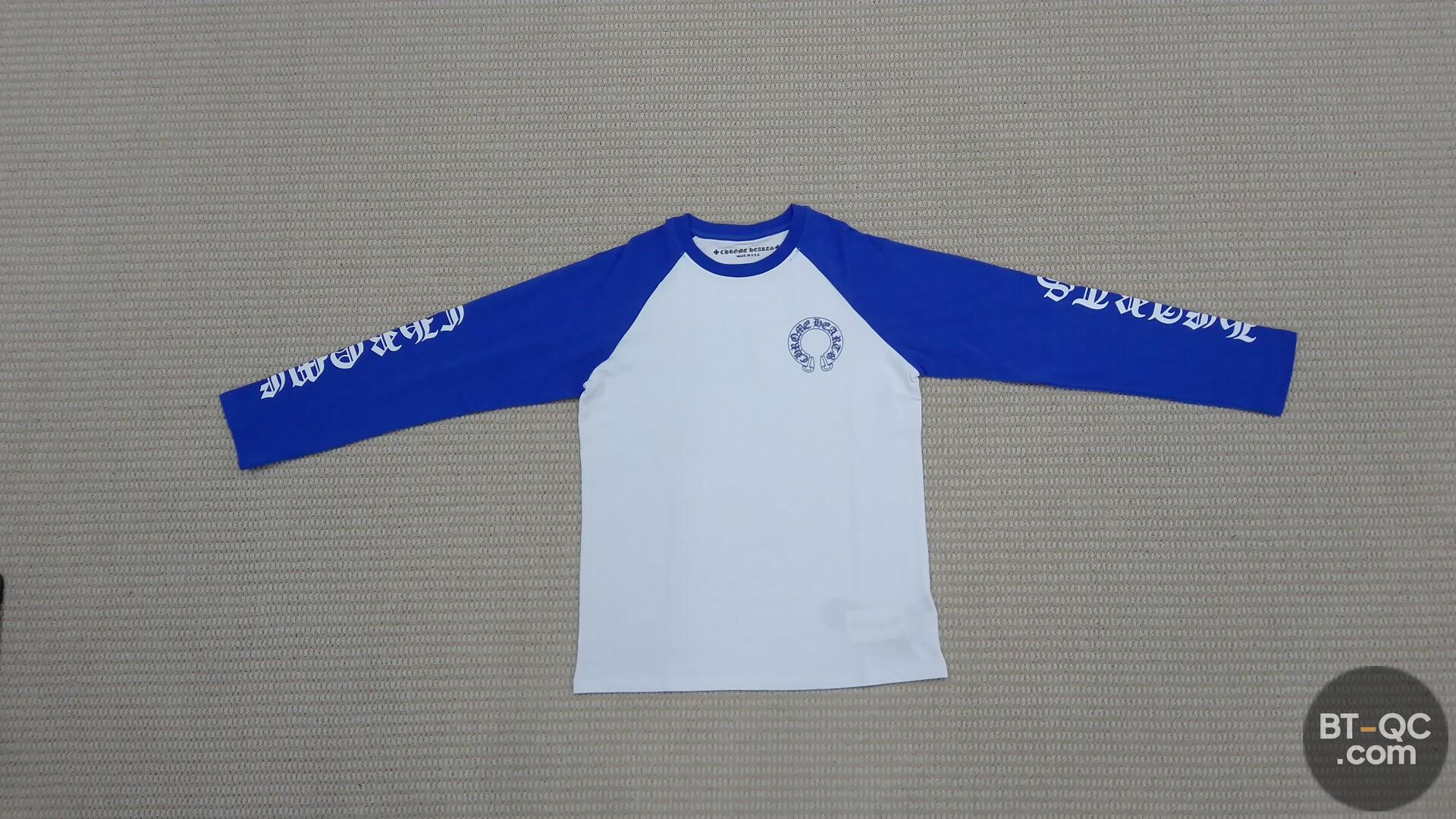 Chrome Hearts Long Sleeve Baseball T-Shirt White Blue QC