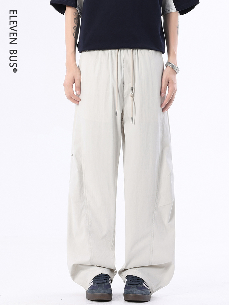 Summer Thin Drapey Men's Workwear Paratrooper Pants American Style Cleanfit Loose Wide-Leg Casual Pants for Men