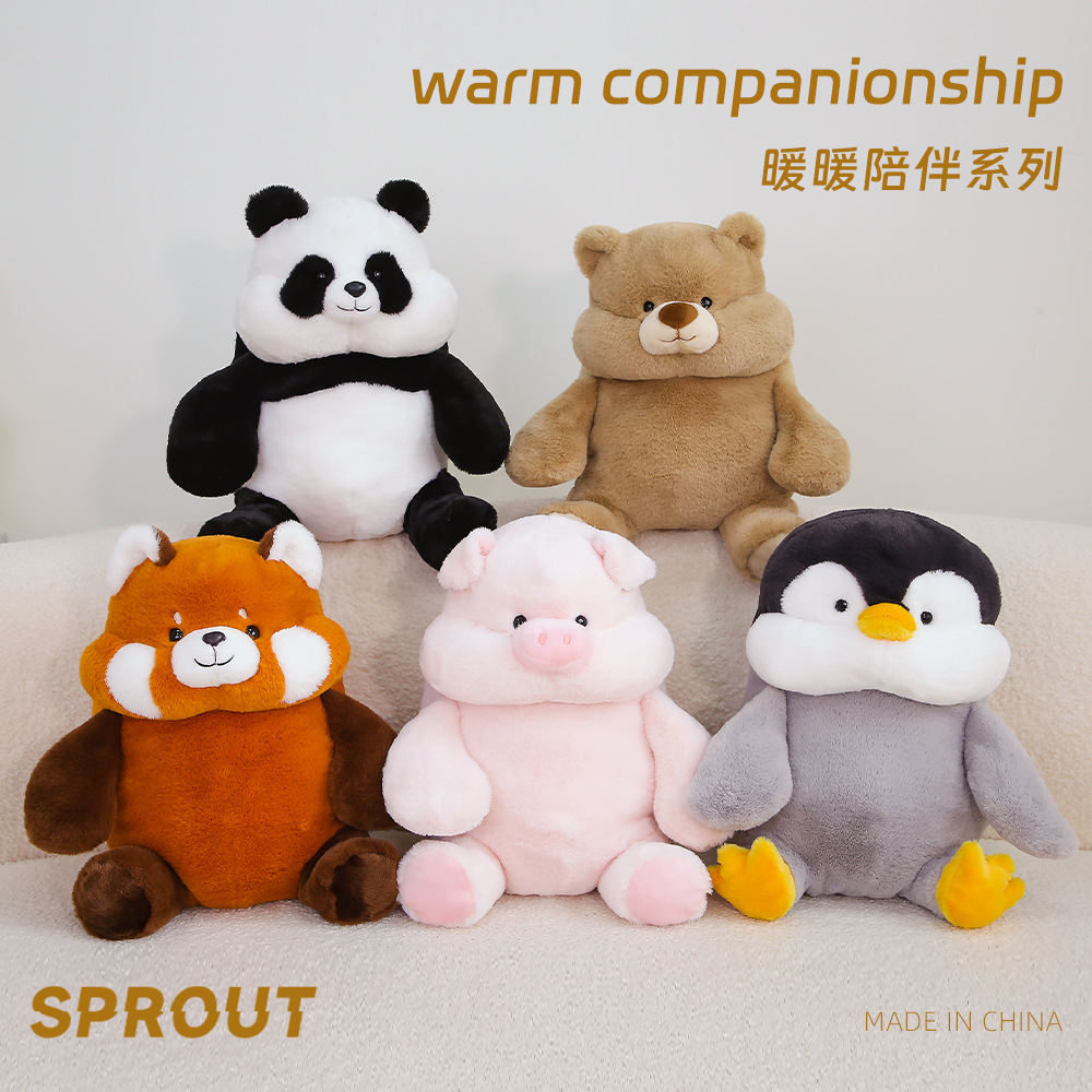Cute and Warm Companion Series Plush Toys: Penguin Doll, Panda, Piggy Pillow, Comfort Doll, Plushie Gift