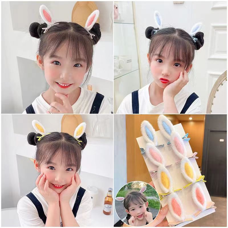 Trendy Children's Plush Rabbit Ear Hair Clip Fluffy Super Cute Girl Hair Accessory Adorable Baby Bangs Clip for Street Vending