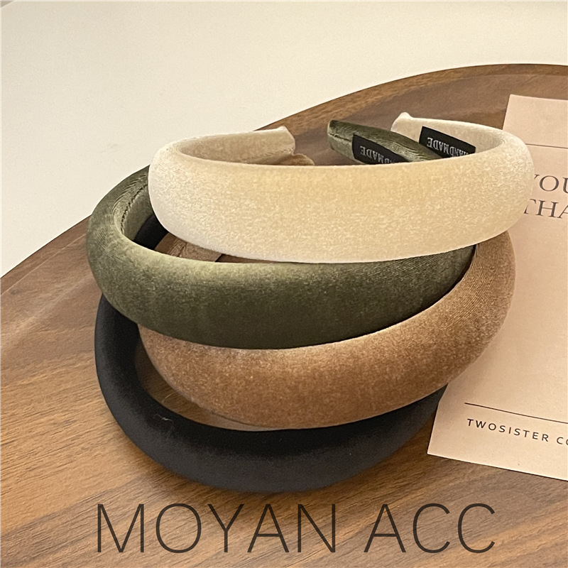 Korean style Internet celebrity autumn and winter velvet wide-brimmed sponge headband high Skull top full headband temperament hairpin hair accessories headdress