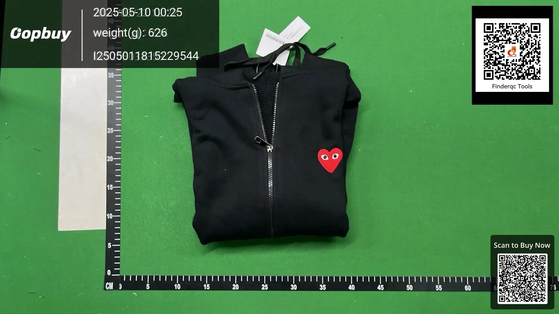 Comme des Garçons Play Black Zip Hoodie Red Heart