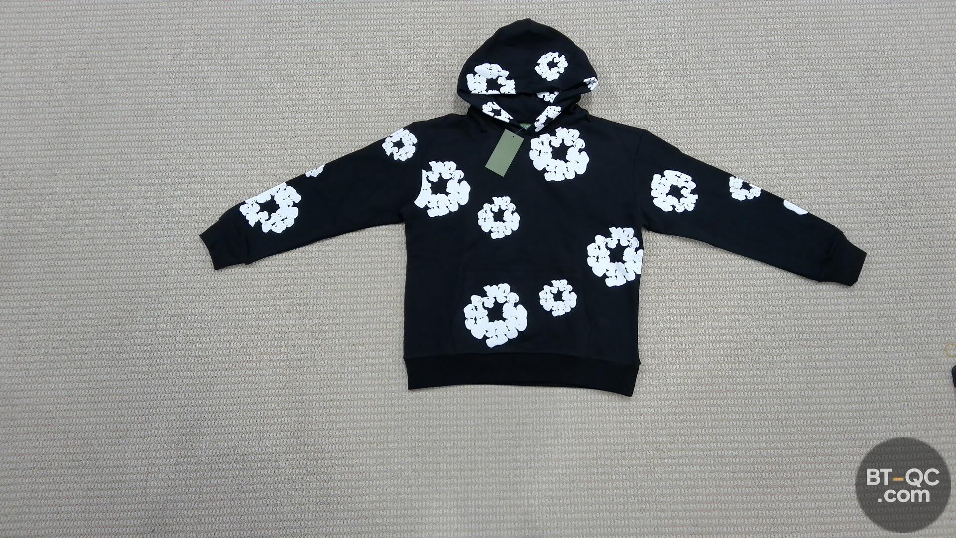 Denim Tears Black Floral Print Hoodie QC