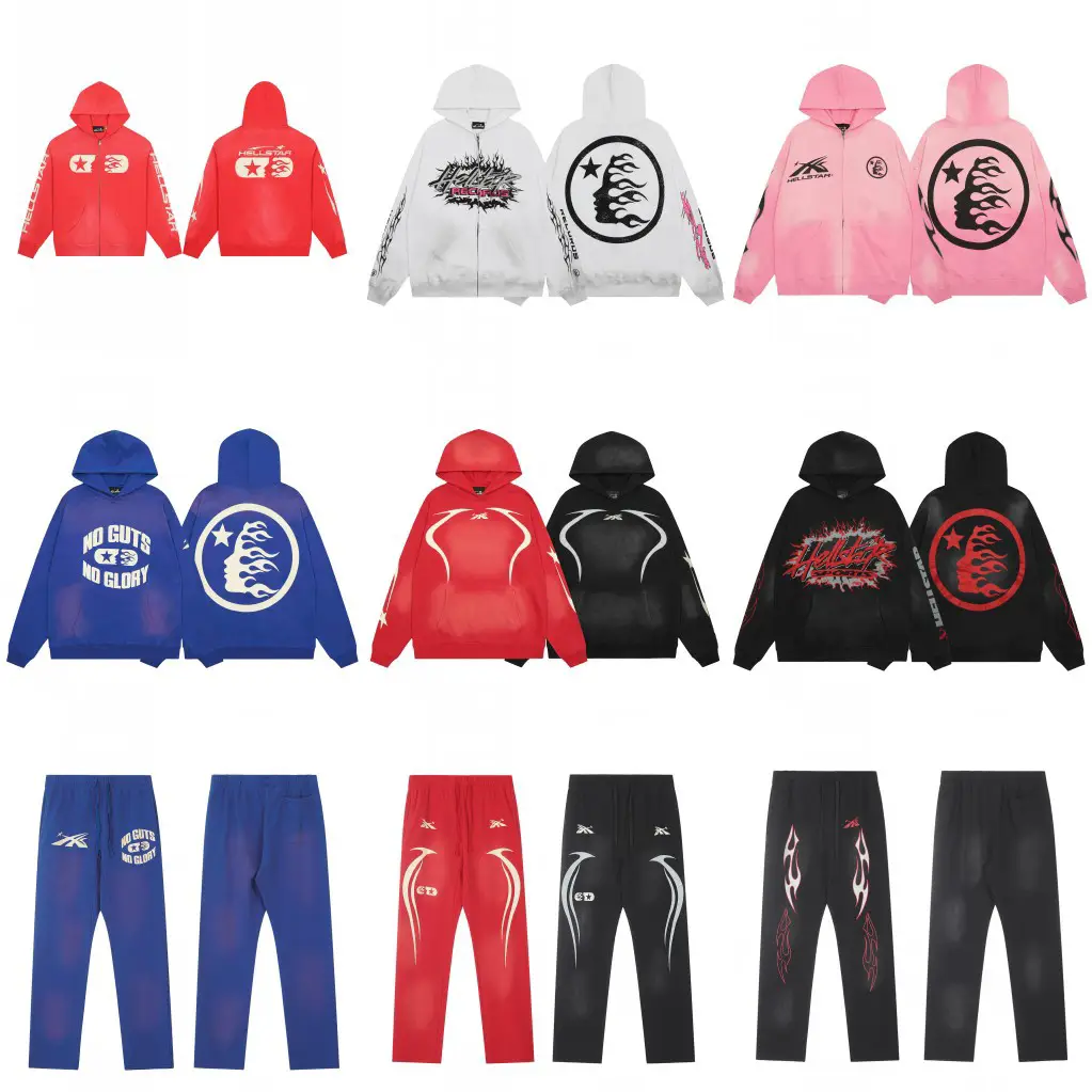 New American Retro Hooded Sweatshirt Loose Casual Hoodie Pants Set Unisex Trendy Brand Hooded Sweatshirt