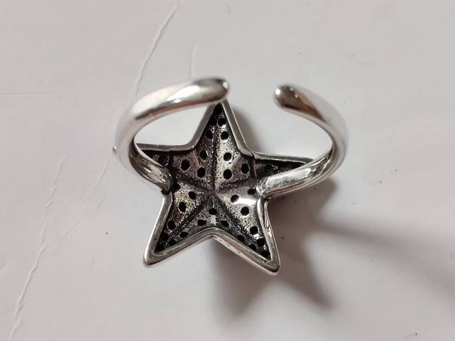 Ring women's retro retro punk style star Saturn simple open ring personality High sense all-match index finger ring — QC-foto 3