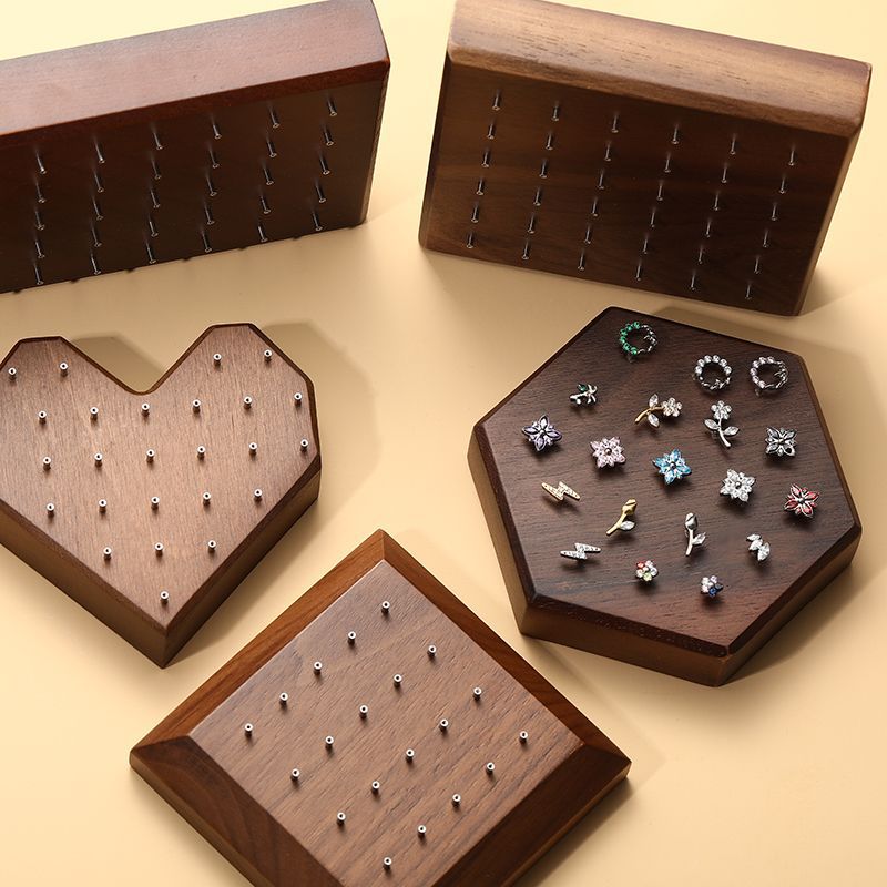 Wooden Jewelry Display Stand for Earrings, Lip Studs, Navel Studs, Tongue Studs, and Nail Art Display Board for a Light Luxury Photo Shoot Display Rack