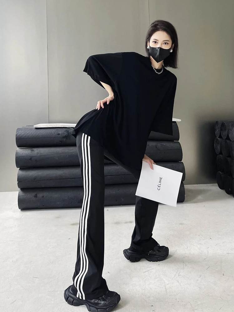 Striped Flared Pants for Women, Spring 2026 New High-Waisted, Tummy Control, Loose Fit, Slimming Casual Pants, Drapey Suit-Style Flared Pants