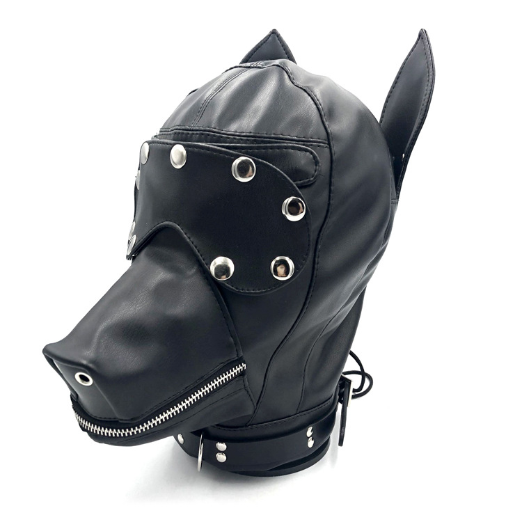 sm leather headgear sex toy leather bondage hooded dog headgear men's and women's training alternative mask supplies