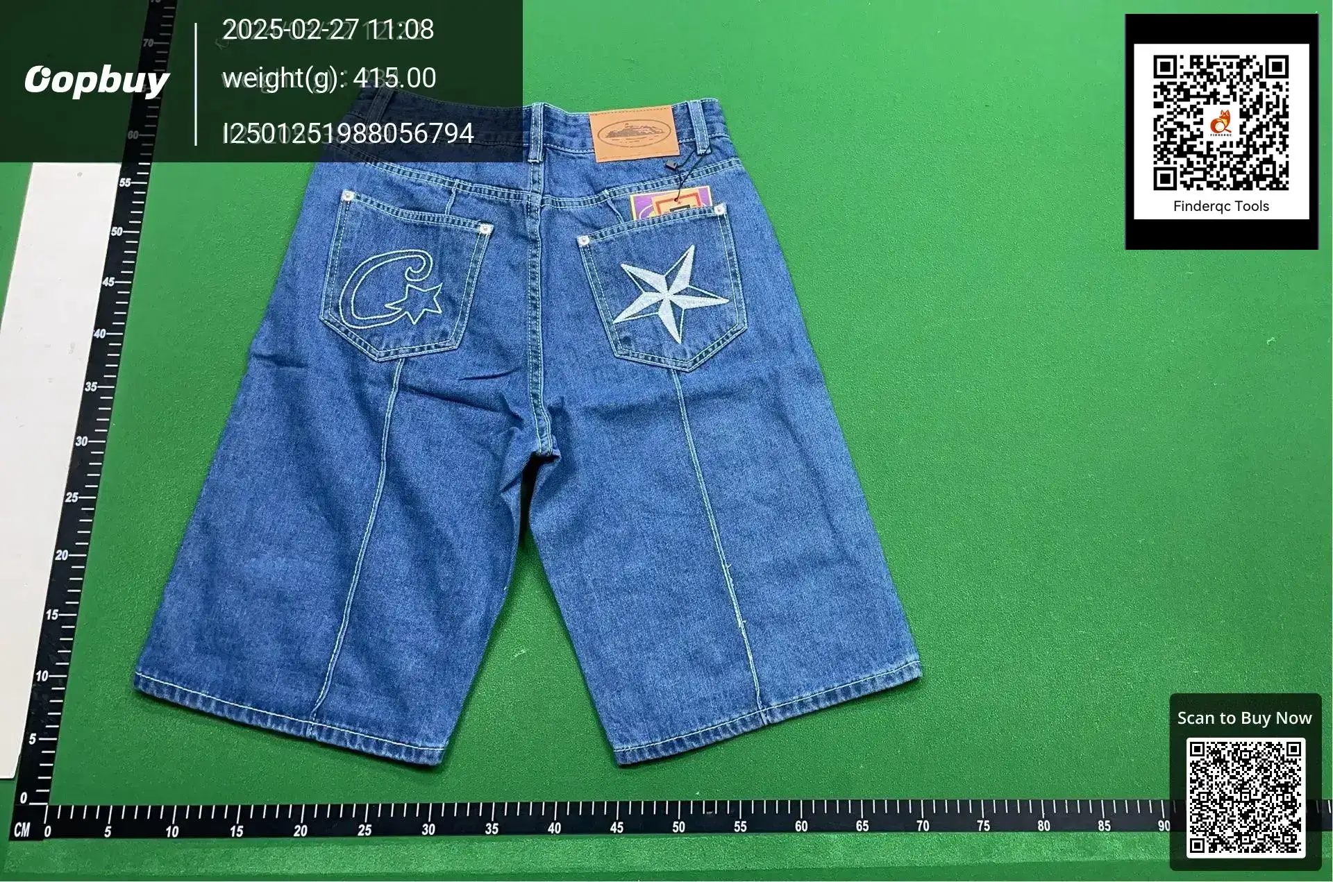 American Vintage corteiz Alcatraz Star Embroidered Jeans Men's Shorts High Street Dressed Casual Pants