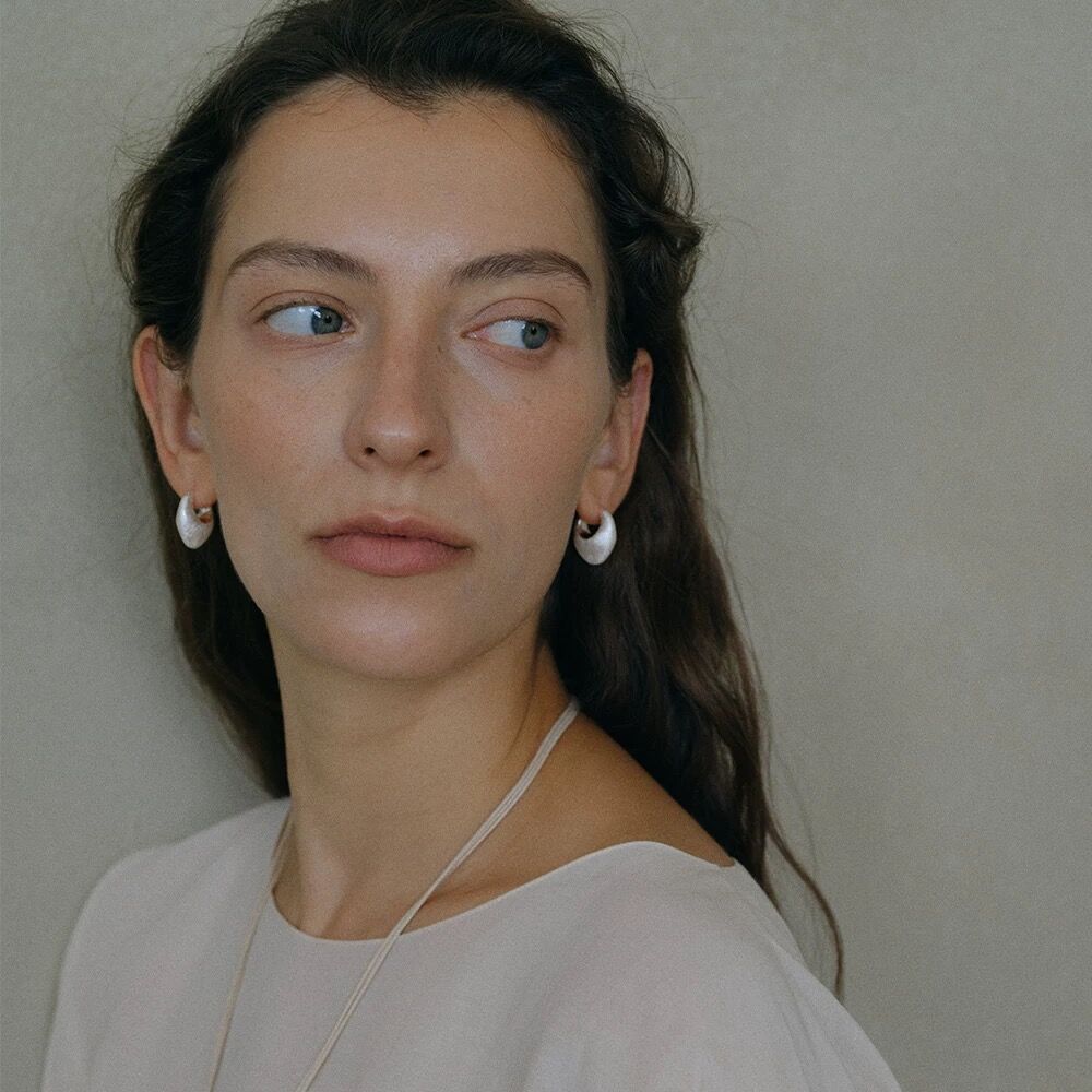Soft * New Pottery Earrings for Women Embroidered Brushed Texture Vintage Accessories Niche Simple High-End Women's Earrings