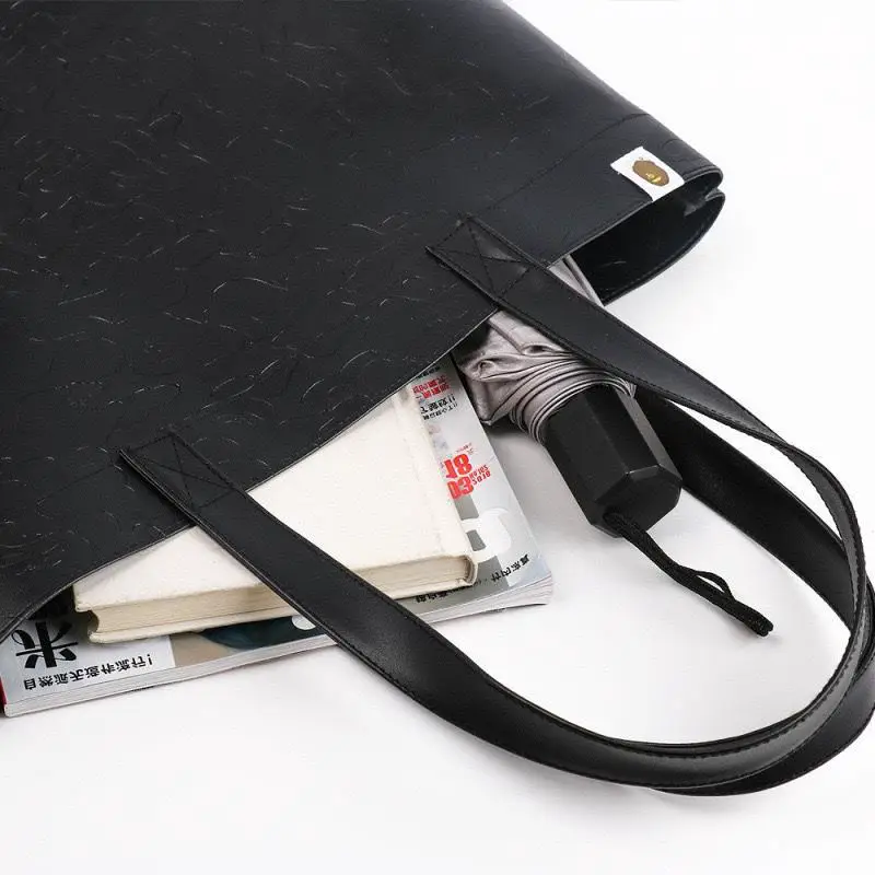 Japanese Magazine Appendix Bag Tide Brand Black PU Large Capacity Tote Bag Single Shoulder Portable for Men and Women Can be in stock