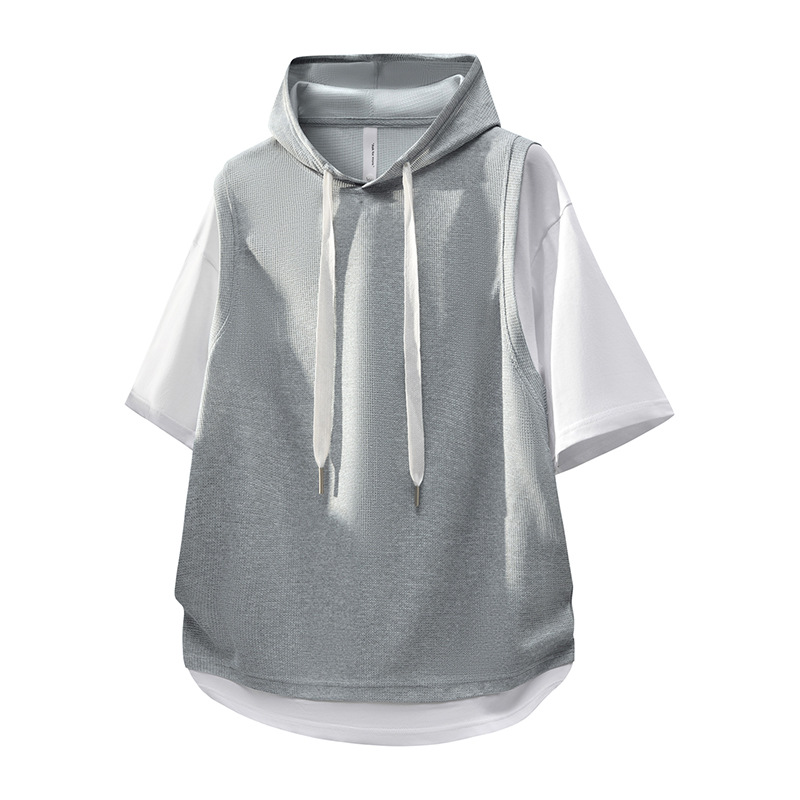 Summer Short-Sleeved T-Shirts for Men and Women, Couple Wear, 2026 New Style, Loose Casual Versatile Hooded Half-Sleeve T-Shirt Trendy Brand Tops