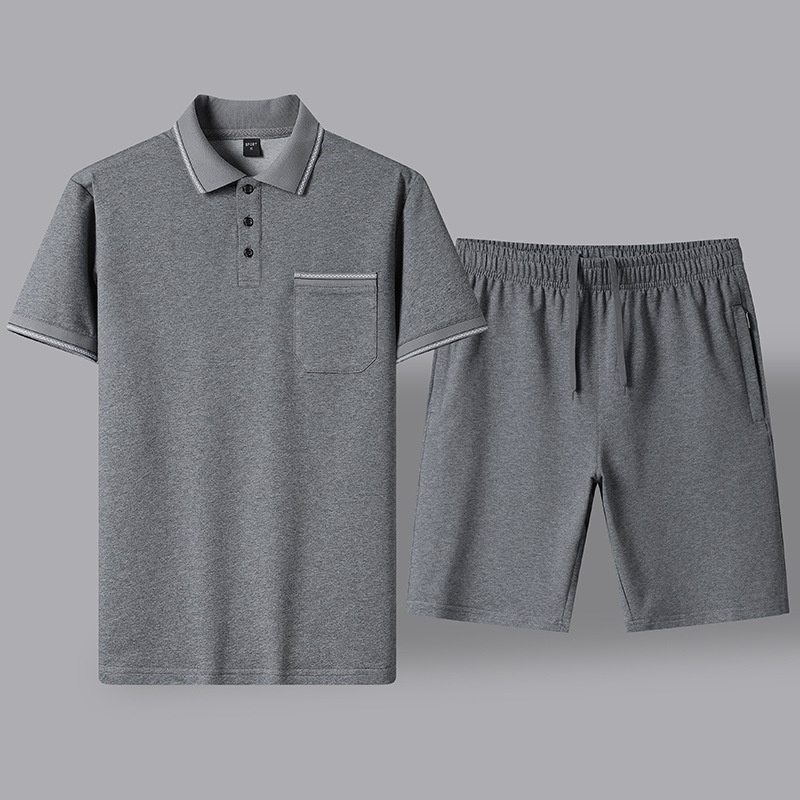 Summer Men's Casual Sports suit Two-piece Set for Middle-aged and Elderly Dads Short-sleeved T-shirt Shorts with a Fashionable Set