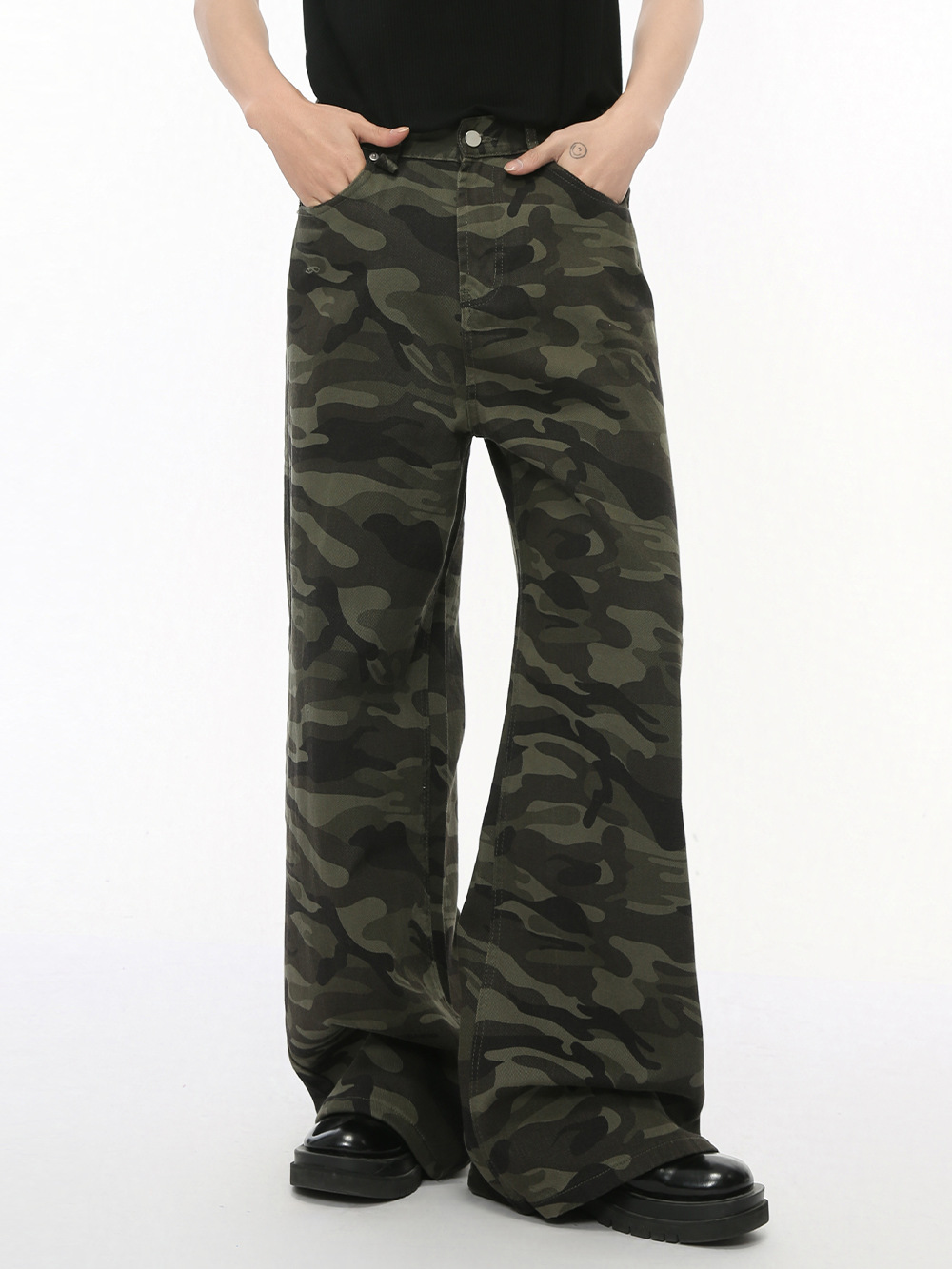 Mtlclothes Men's Clothing | American-Style Cleanfit Retro High Street Camouflage Straight-Leg Wide-Leg Floor-Length Jeans Trendy foto QC de 1688 en Qualit.ly