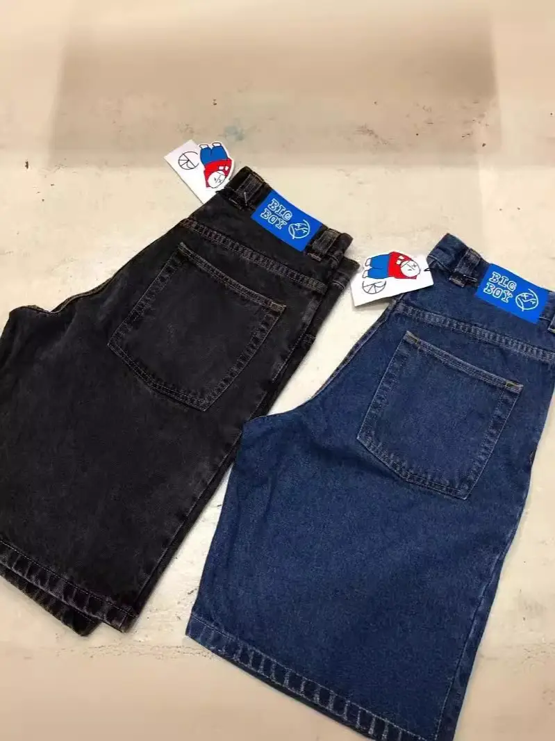 American Style Y2K High Street Hip Hop Embroidered Loose Denim Shorts Men's Fashionable Casual All-match Trendy Jeans