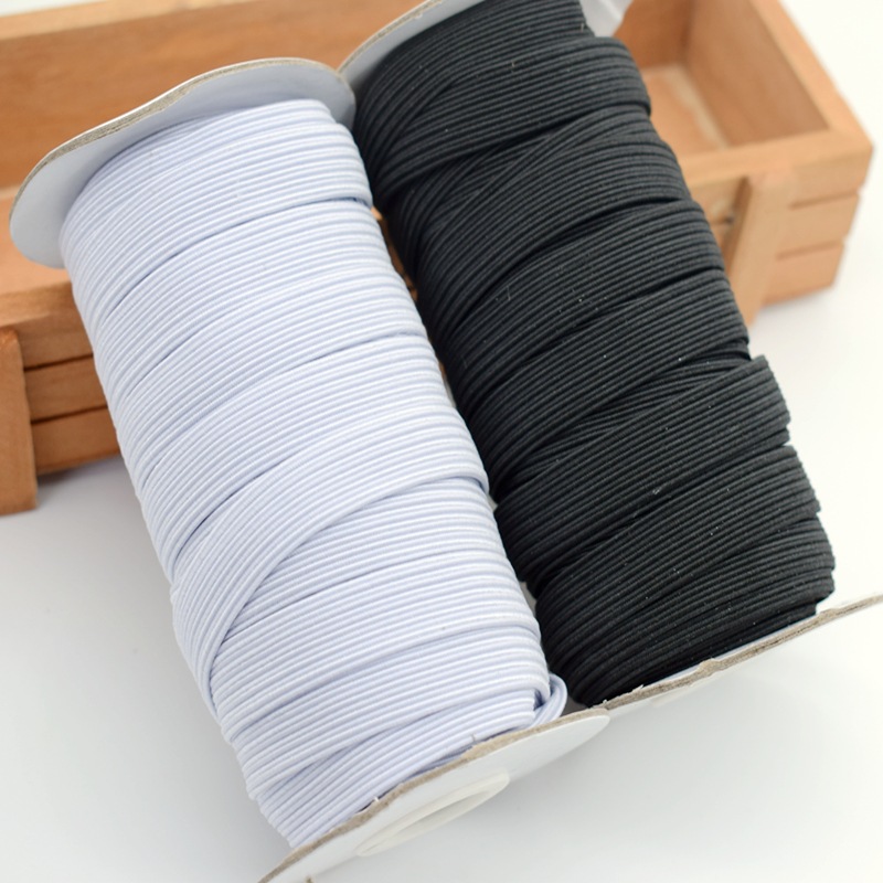 Thick elastic band wide elastic rubber band Thin elastic waist pants crocheted black and white yarn-wrapped horse belt elastic