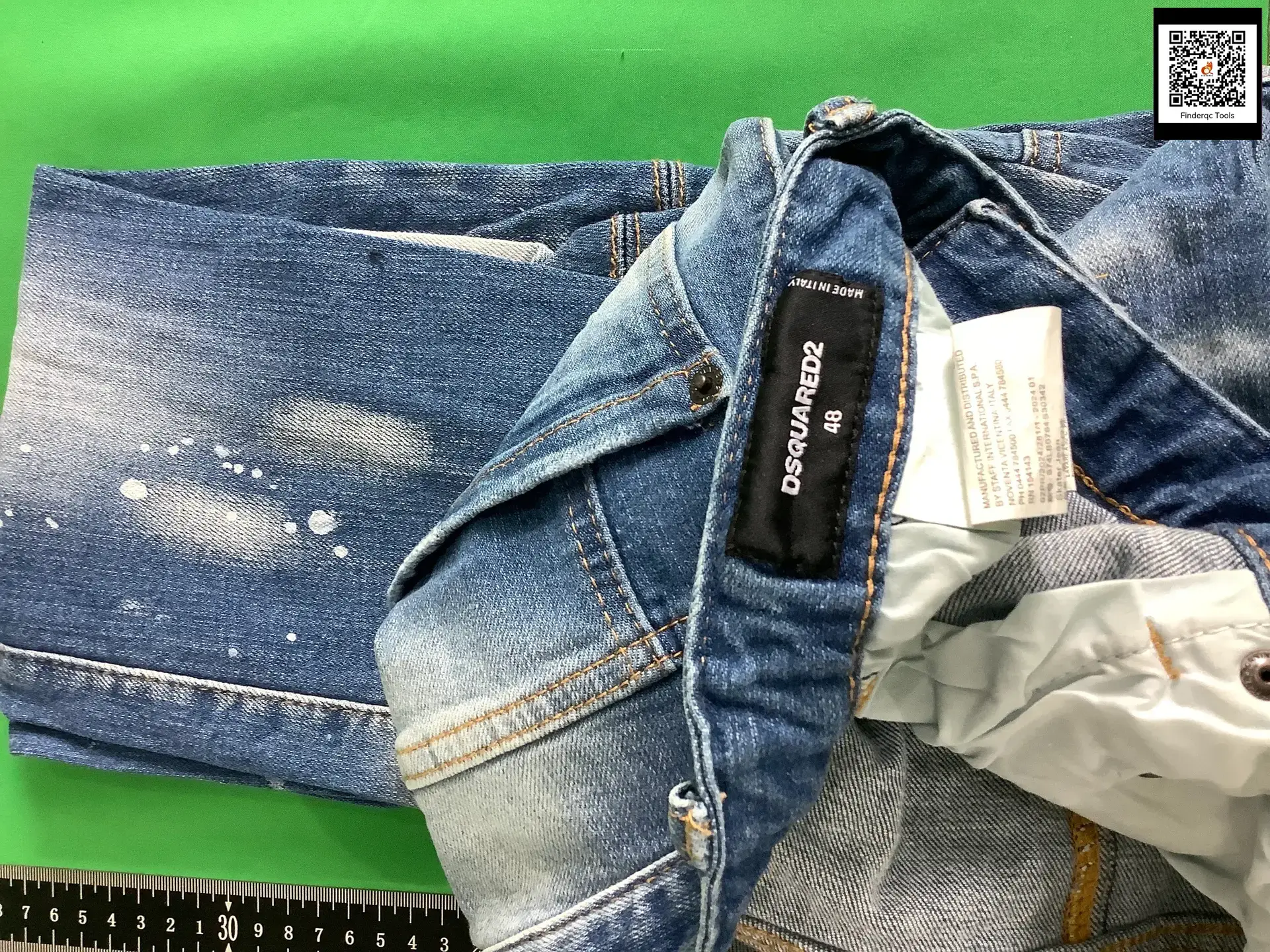 A220 splicing D2 men's Denim trousers embroidery label Italian wind-grinding white small straight-leg cross-border fashion jeans