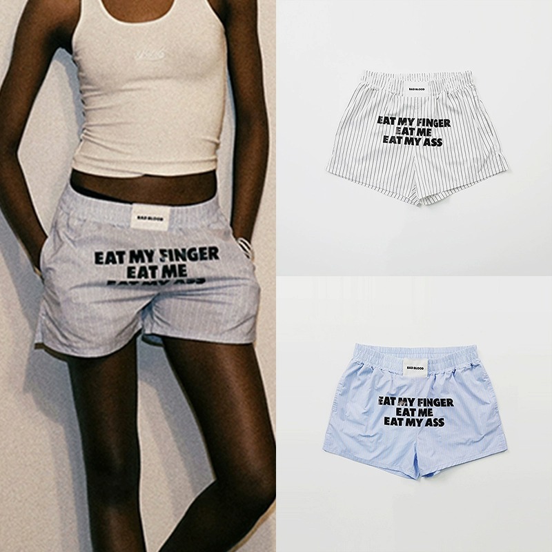 South Korea badblood BCAC Series American Style Hot Girl Striped Shorts Women's Casual Sports Print Pants Trendy
