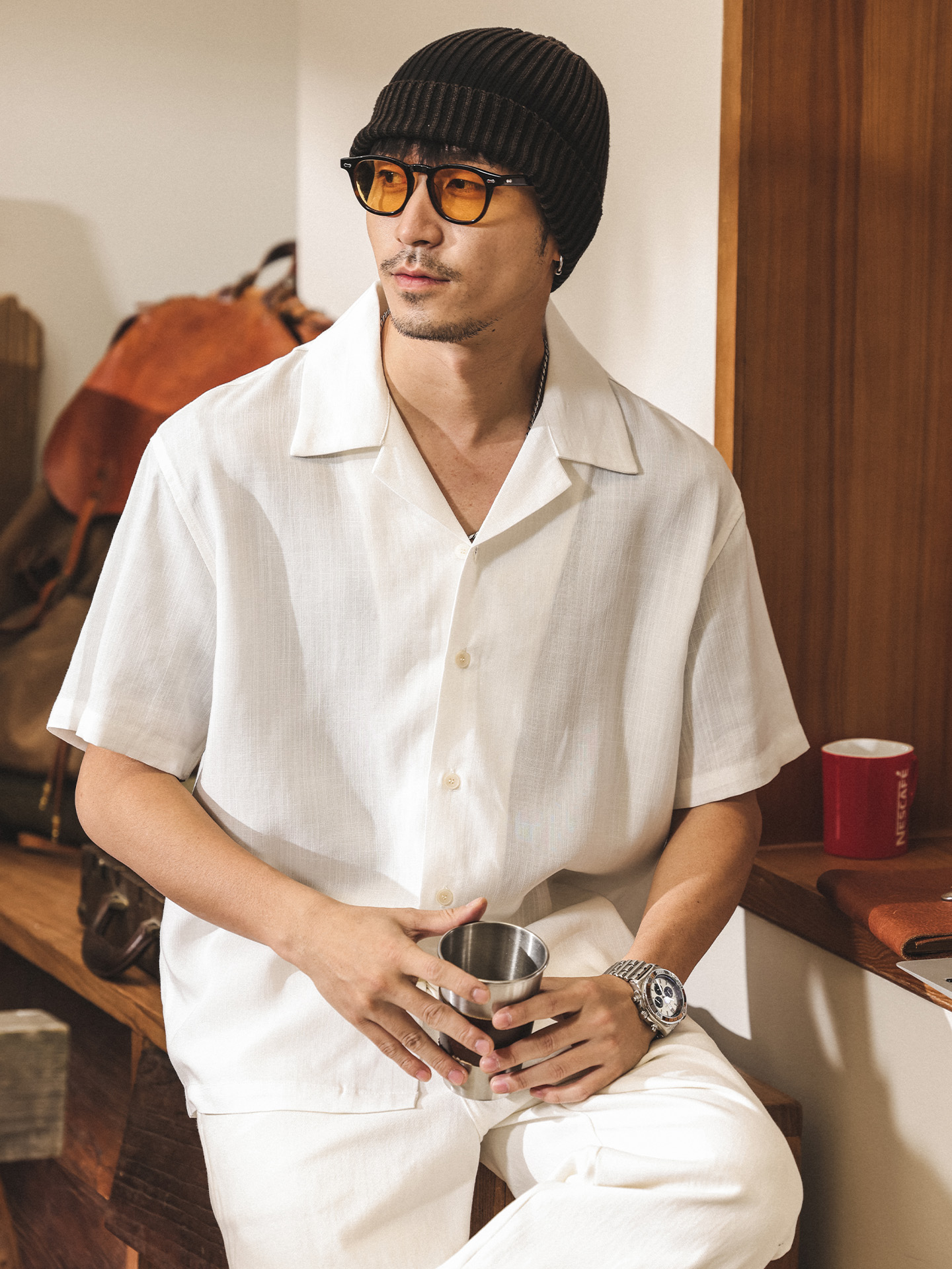 Lyocell Cuban Collar Linen Short-Sleeve Shirt for Men, Summer Thin Style, 2026 New American-Style Lazy Old Money Style Shirt