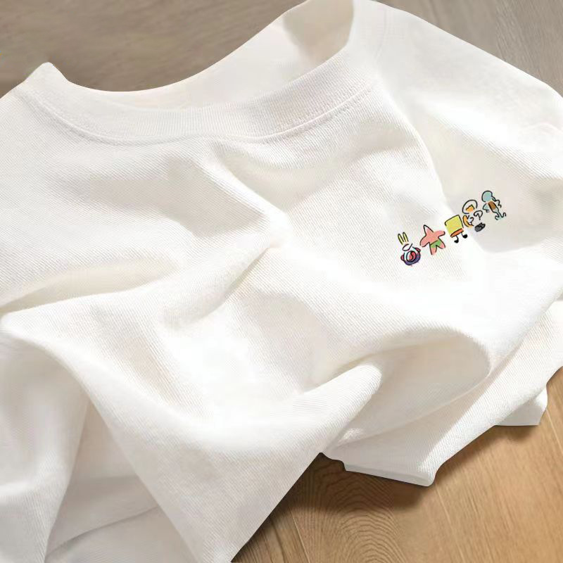 Short-Sleeved T-Shirt for Men, Pure Cotton, Trendy Brand, Popular T-Shirt, Round Neck, Handsome Loose T-Shirt, White Top, Sportswear