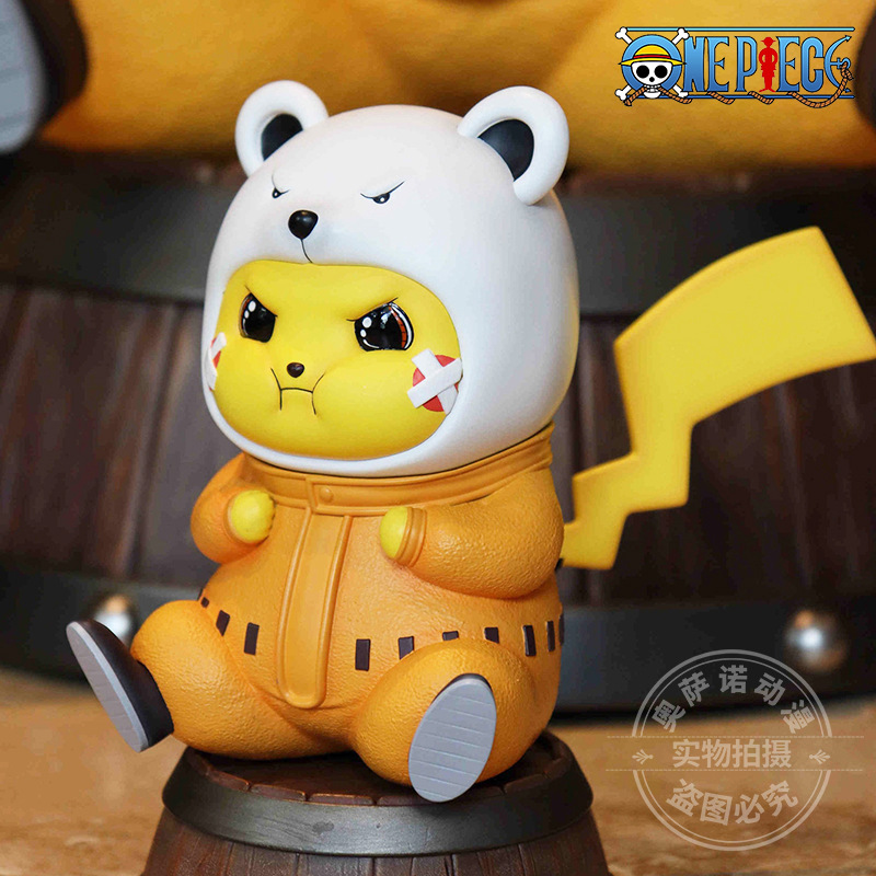 One Piece Series High-Quality Gk Figure Angry Bebop Bear Sitting Pose Pikachu Cos Small Car Dashboard Ornament