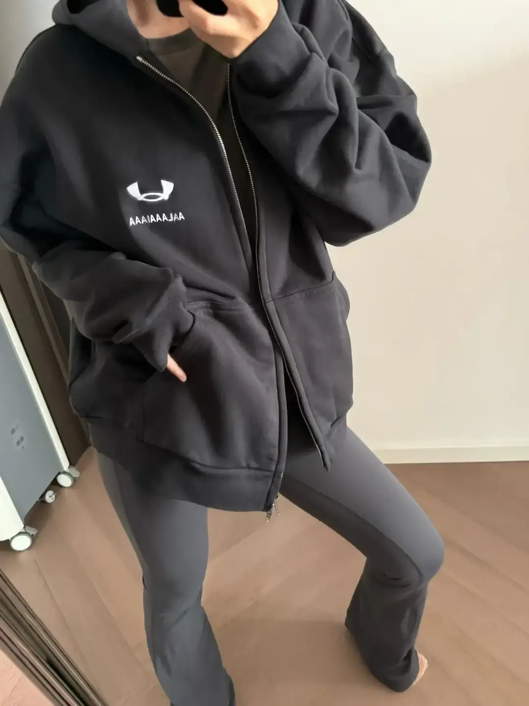 AAIAAAJAA Embroidered Logo Cotton Zip Hoodie