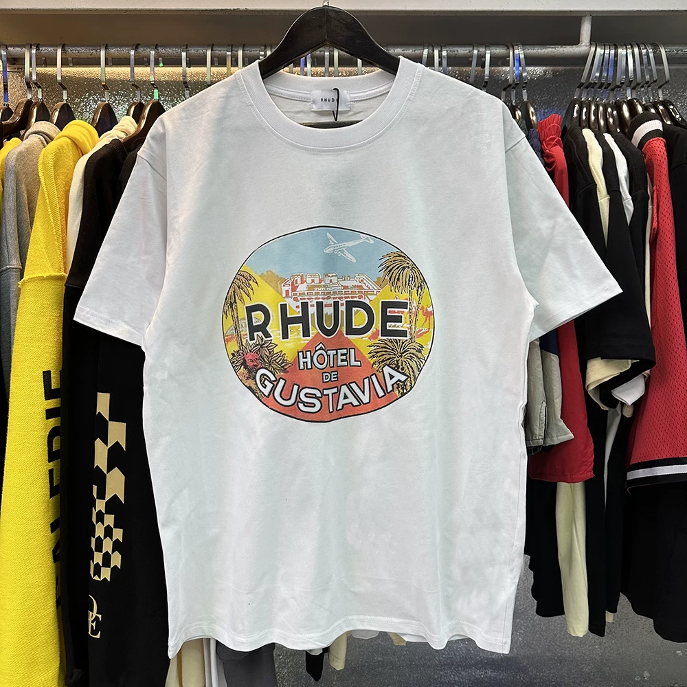 RHUDE Hotel De Gustavia Printed Loose Casual Short sleeved T-shirt
