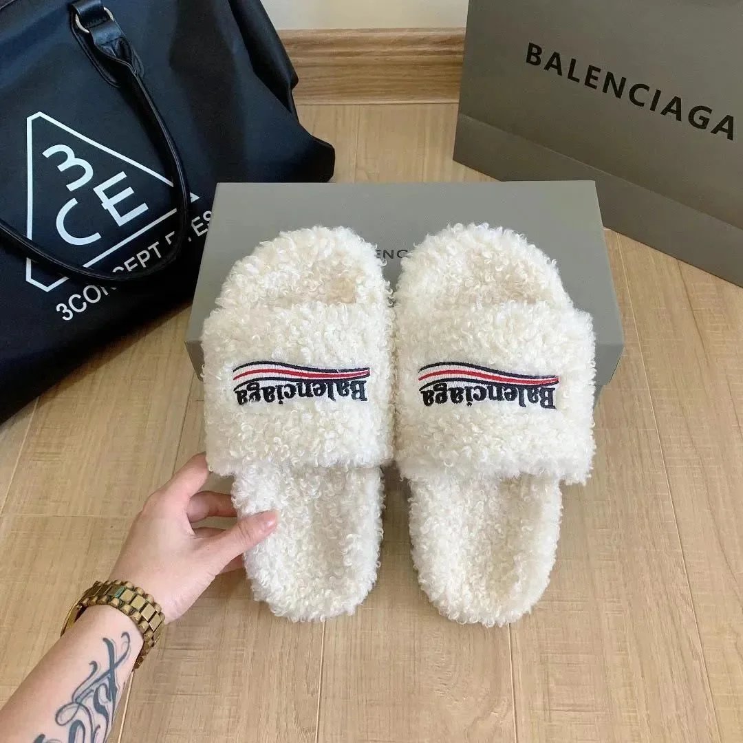 Balenciaga Fuzzy Slippers
