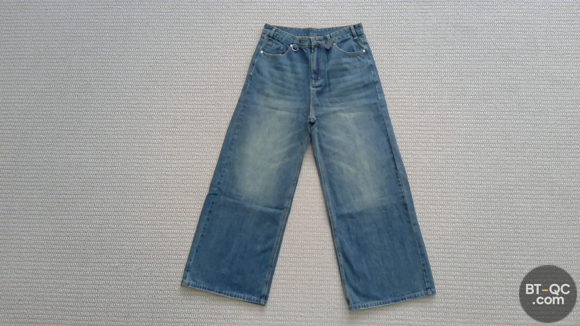 Faxims Store Four-Season Vintage Distressed Jeans Retro Mid-Waist Wide-Leg Floor-Length Jeans Cleanfit QC