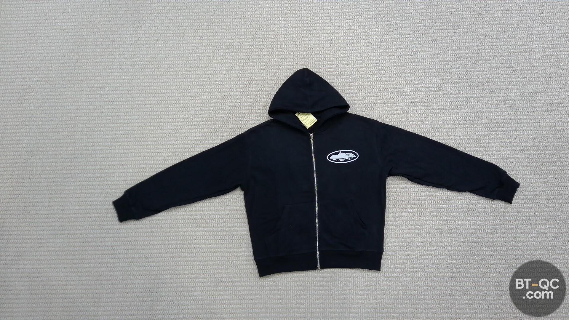 Corteiz Black Zip Up Hoodie QC