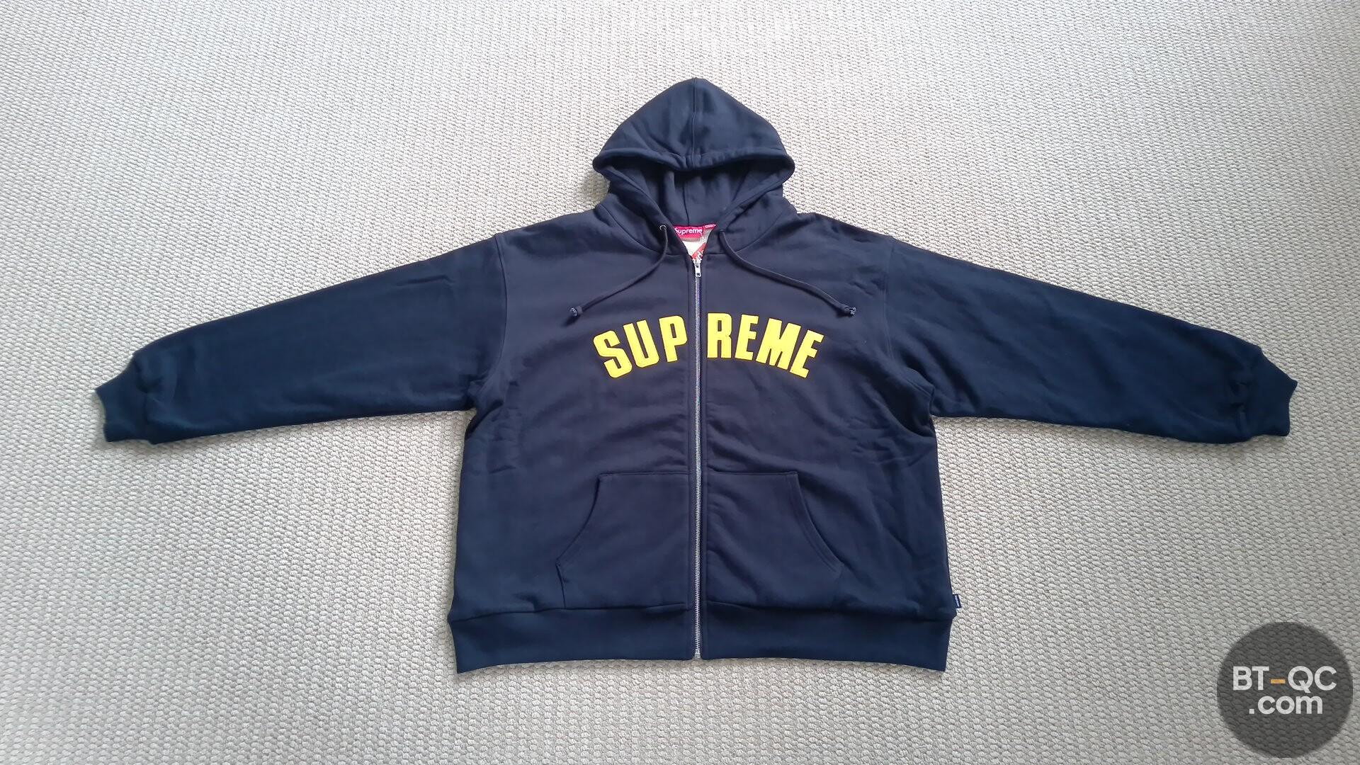 Supreme Zip Up Hoodie Navy Yellow QC