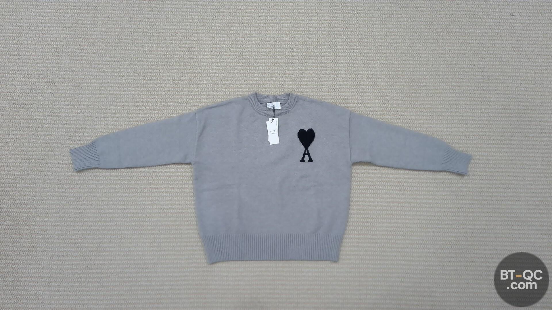 Ami Paris Grey Heart Logo Sweater QC
