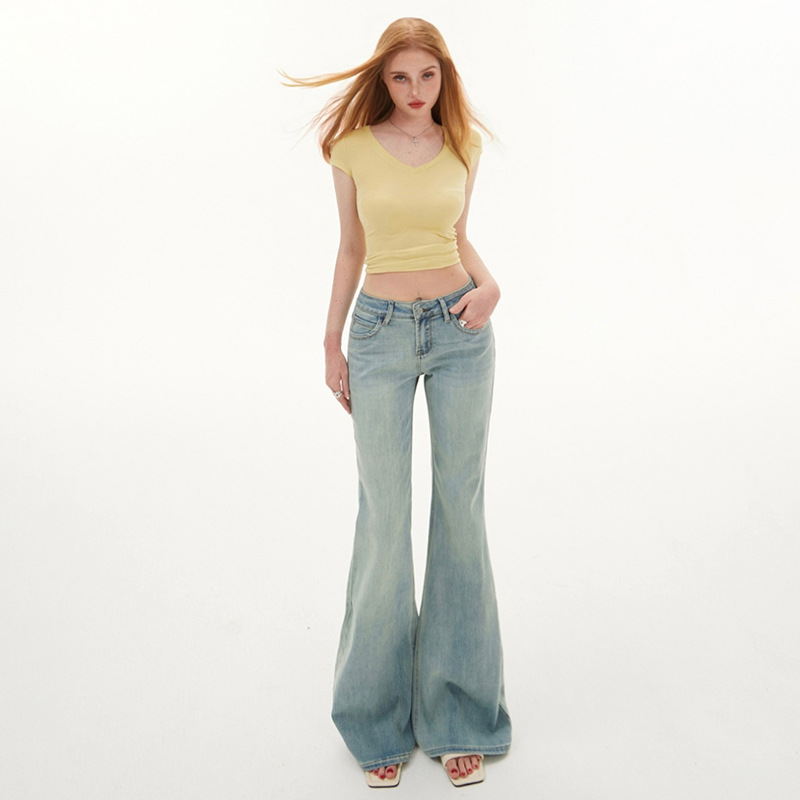 Retro Nostalgic Low-Waist Flared Jeans for Women, 2026 Summer New Style, Non-Tight-Fitting, Slimming Bootcut Pants