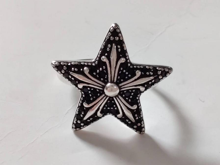 Ring women's retro retro punk style star Saturn simple open ring personality High sense all-match index finger ring — QC-foto 2