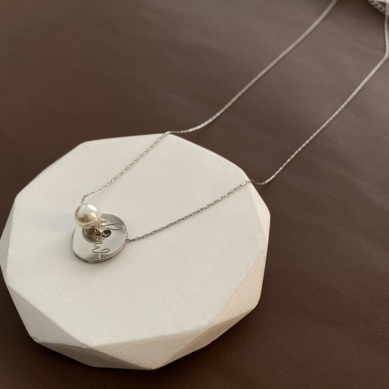 Titanium Steel Color-free Necklace Women's European and American Design Sense Gold Coin Coin Beads Ins Simple Geometric Necklace Clavicle Chain