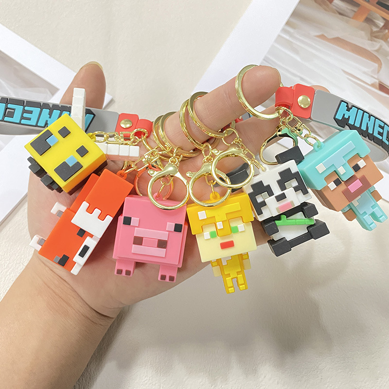 Cross-Border Creative Minecraft 3D Sandbox Game Keychain Minecraft Couple Keychain Bag Pendant