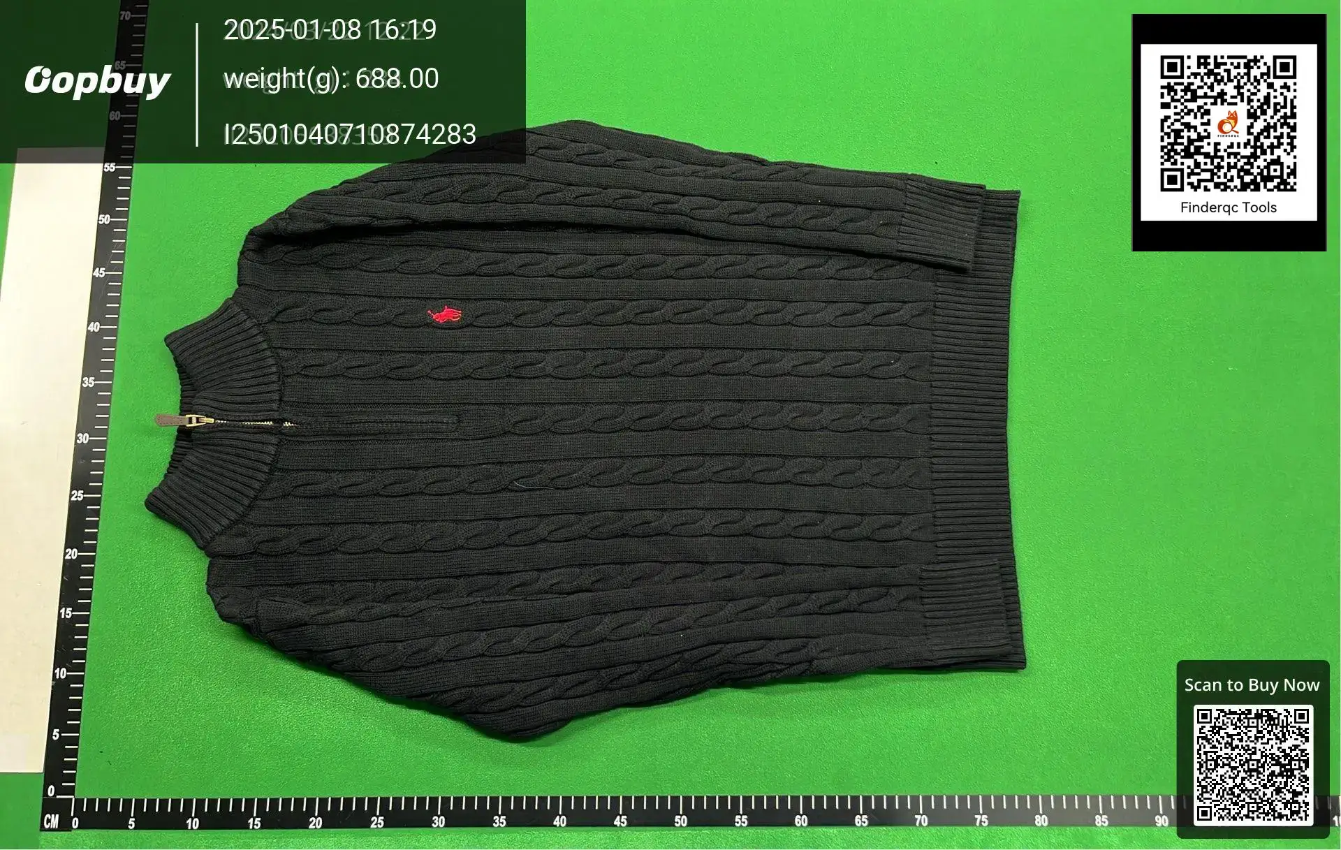 high quality/Sweep Size RL Ralph Pony Embroidered Twist Half-height Zip Sweater Unisex Collar